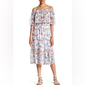 Romeo and Juliet Light Pink Women's Floral Off Shoulder Ruffle Midi Dress NWT